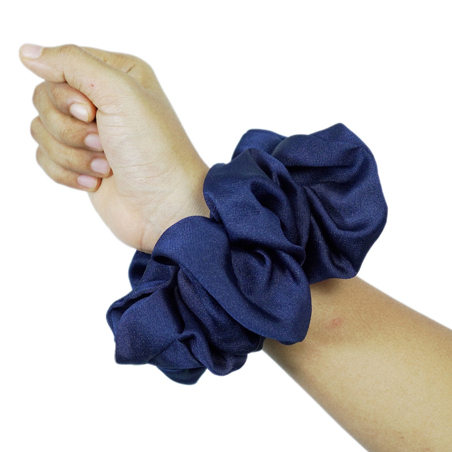 RASPBERRY BLUE - HAIR SCRUNCHIE HIGH QUALITY SUPER SOFT PREMIUM SATIN (LARGE)