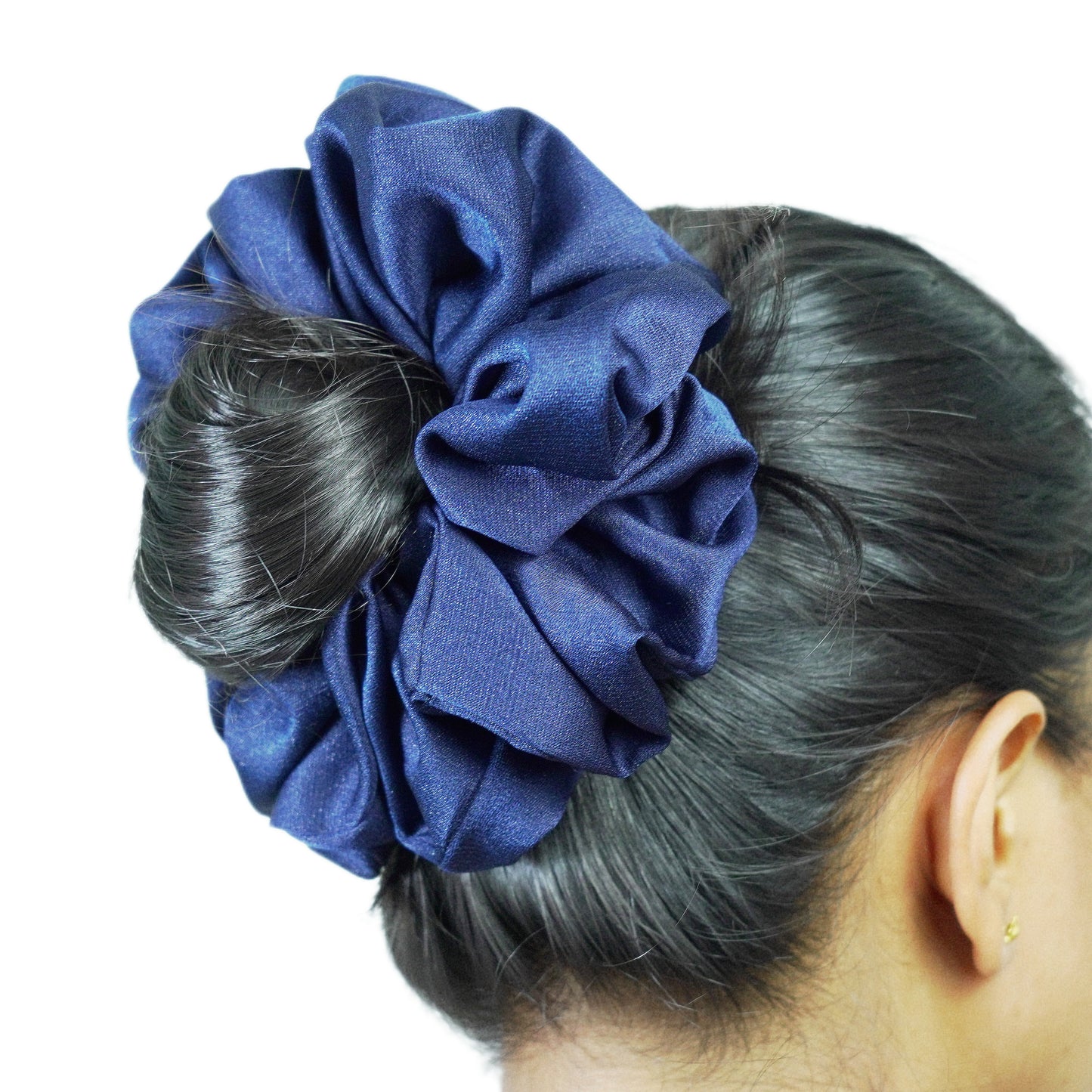 RASPBERRY BLUE - HAIR SCRUNCHIE HIGH QUALITY SUPER SOFT PREMIUM SATIN (LARGE)