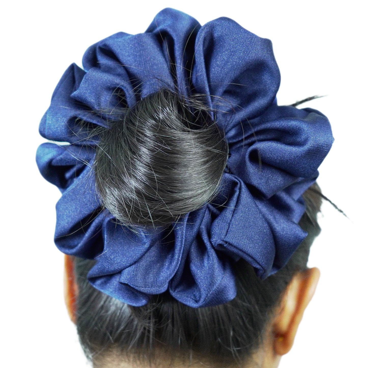 RASPBERRY BLUE - HAIR SCRUNCHIE HIGH QUALITY SUPER SOFT PREMIUM SATIN (LARGE)