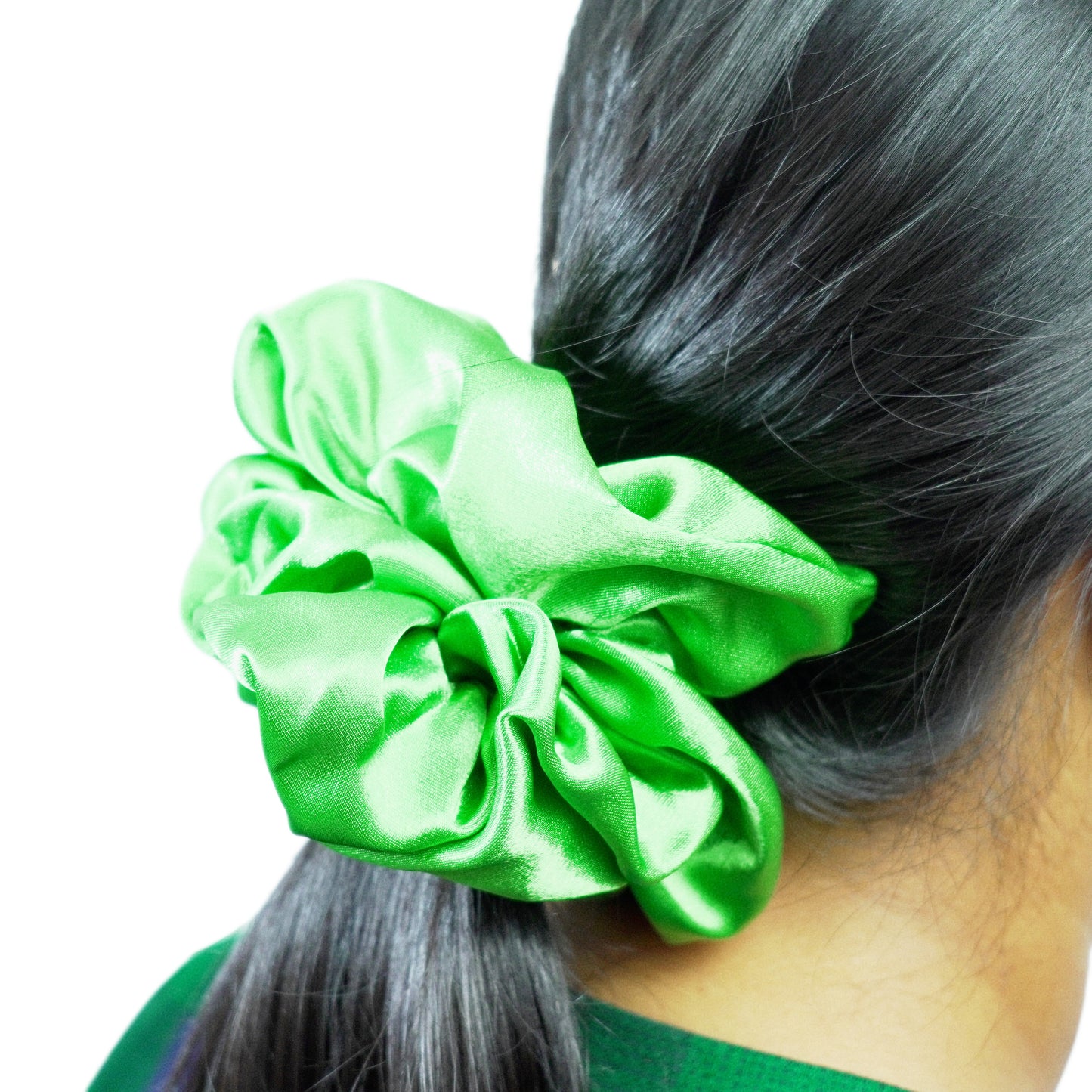 GREEN APPLE - HAIR SCRUNCHIE HIGH QUALITY SUPER SOFT PREMIUM SATIN (LARGE)