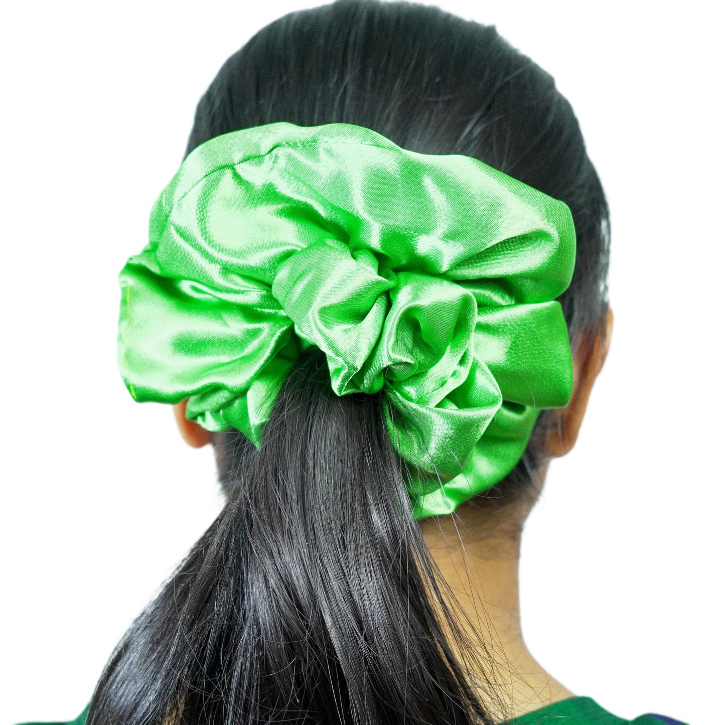 GREEN APPLE - HAIR SCRUNCHIE HIGH QUALITY SUPER SOFT PREMIUM SATIN (LARGE)