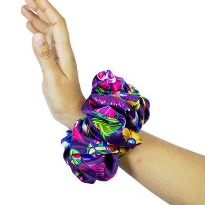 "Bubblegum Floral" Ultra Gentle Anti-Breakage Premium Satin Hair Scrunchie