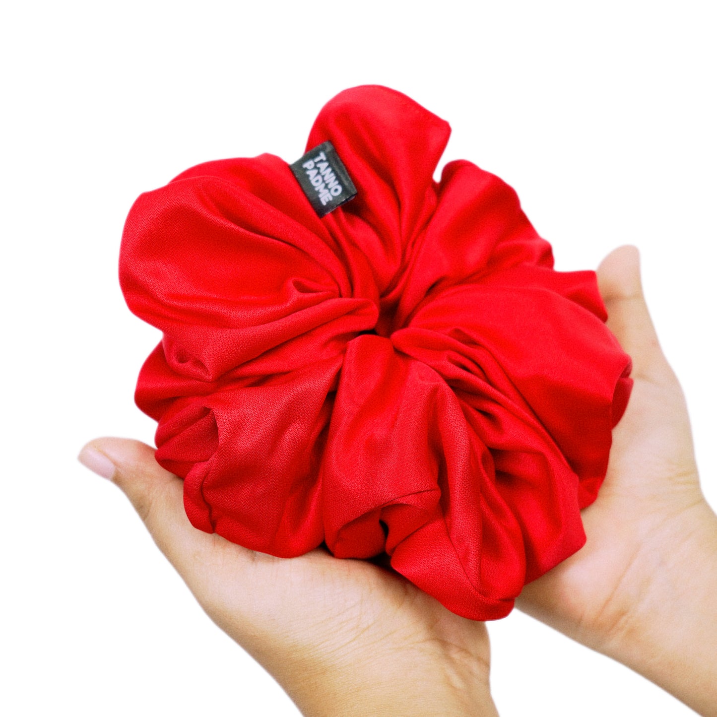 CHERRY RED - HAIR SCRUNCHIE HIGH QUALITY SUPER SOFT PREMIUM SATIN (LARGE)