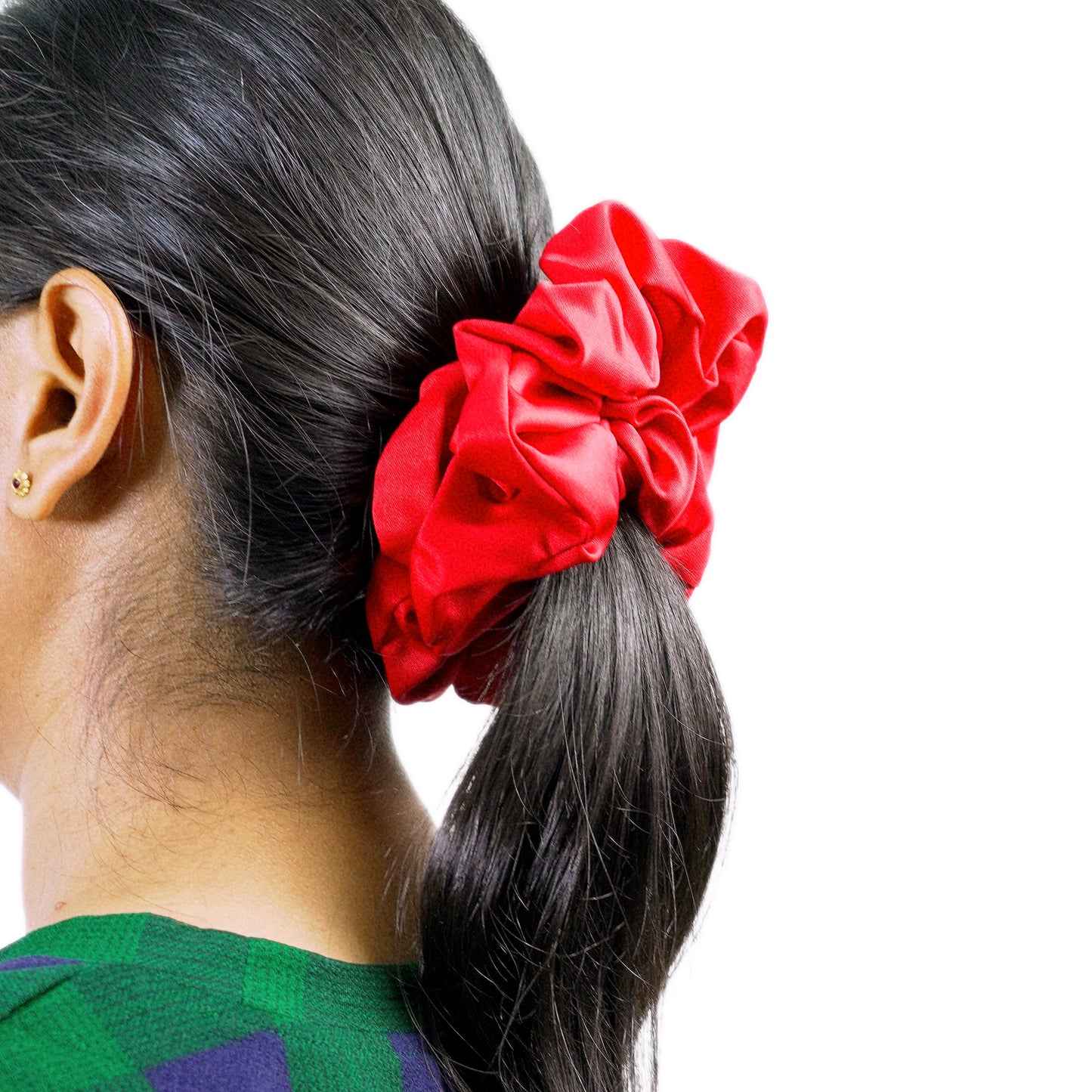 CHERRY RED - HAIR SCRUNCHIE HIGH QUALITY SUPER SOFT PREMIUM SATIN (LARGE)