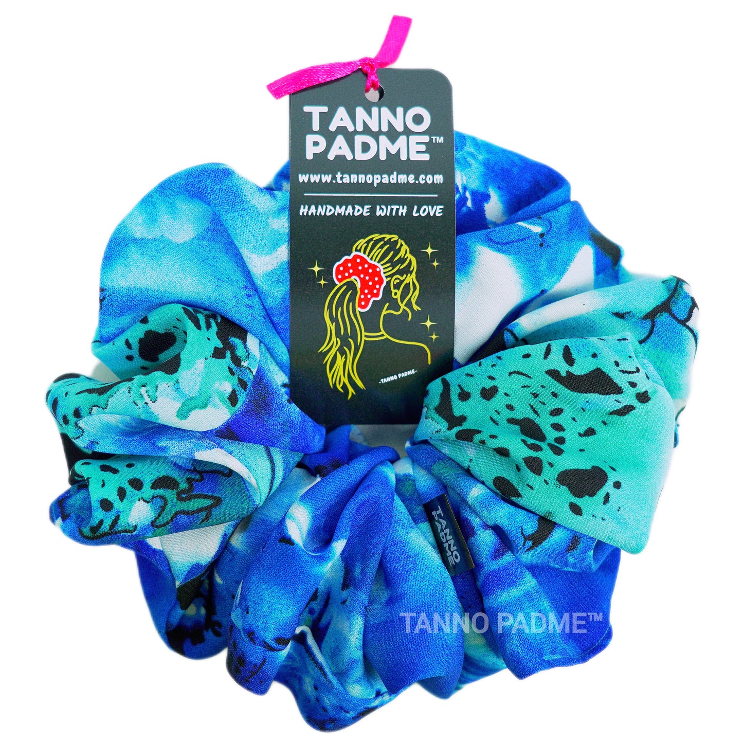 OCEAN - HAIR SCRUNCHIE HIGH QUALITY SUPER SOFT PREMIUM SATIN (LARGE)