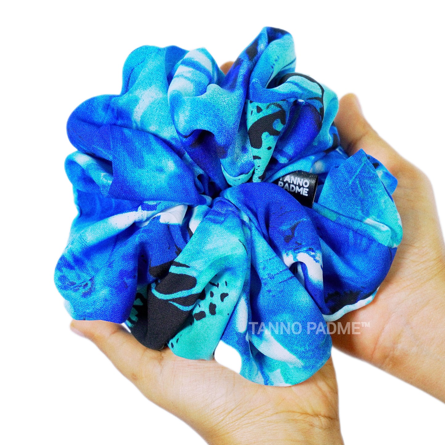 OCEAN - HAIR SCRUNCHIE HIGH QUALITY SUPER SOFT PREMIUM SATIN (LARGE)