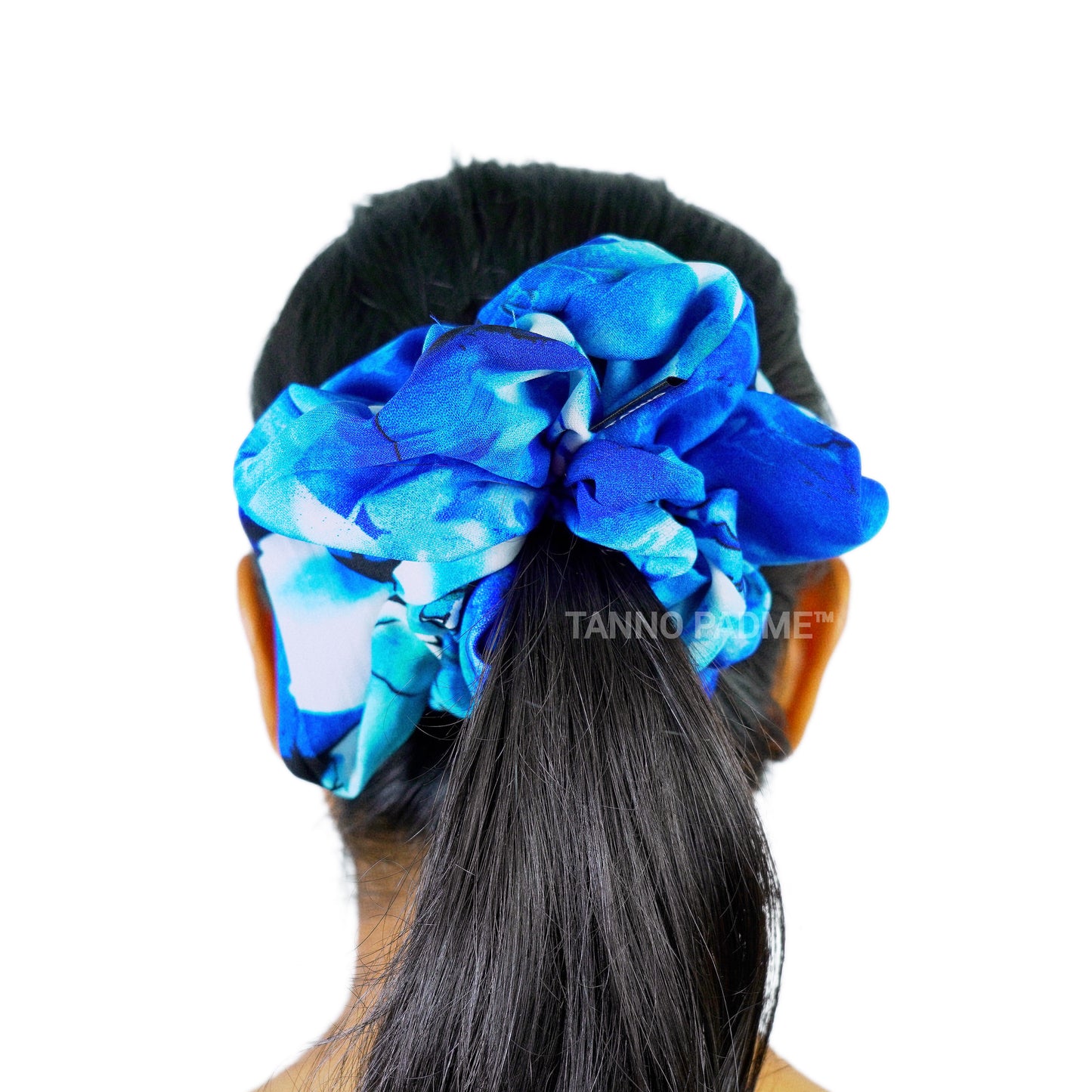 OCEAN - HAIR SCRUNCHIE HIGH QUALITY SUPER SOFT PREMIUM SATIN (LARGE)