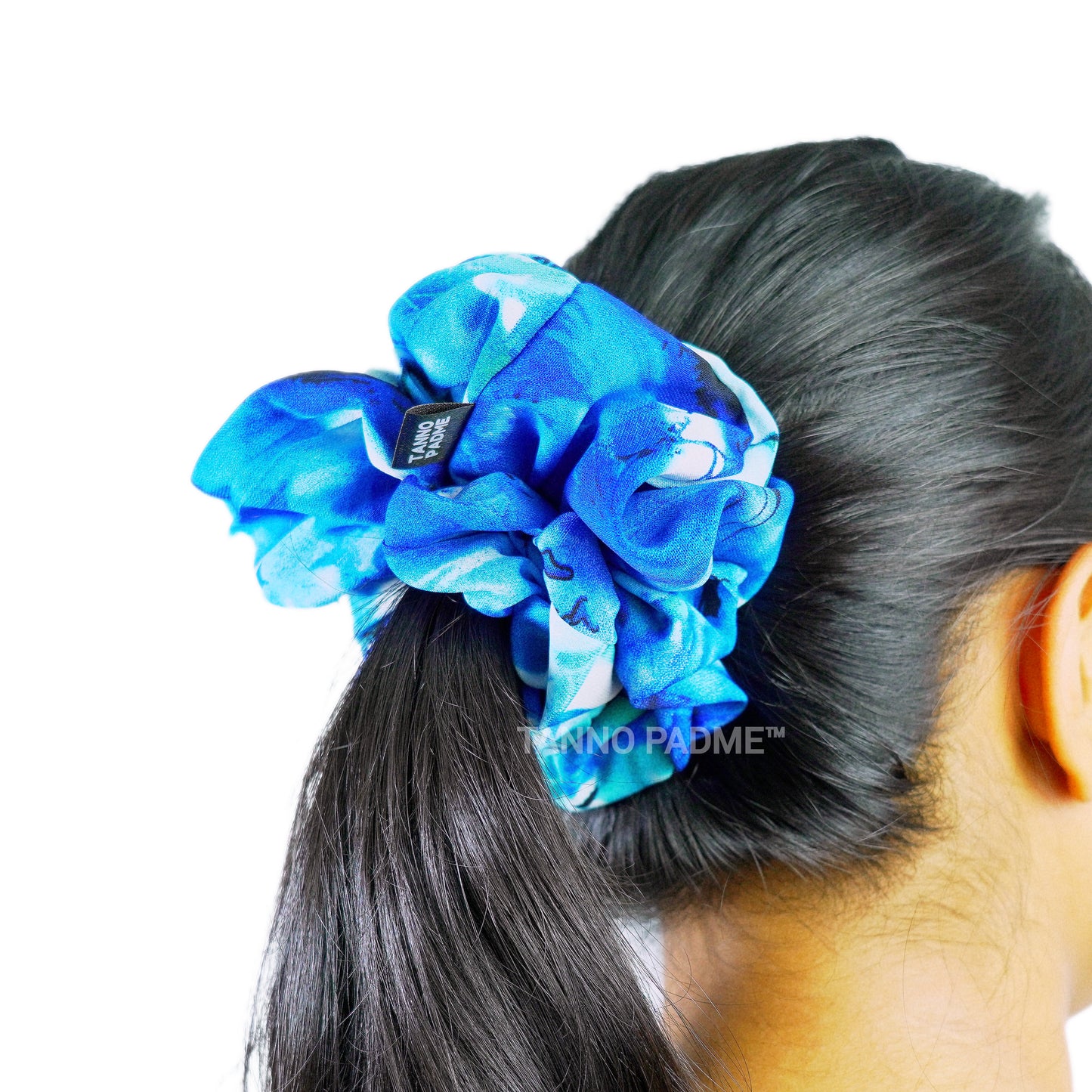 OCEAN - HAIR SCRUNCHIE HIGH QUALITY SUPER SOFT PREMIUM SATIN (LARGE)